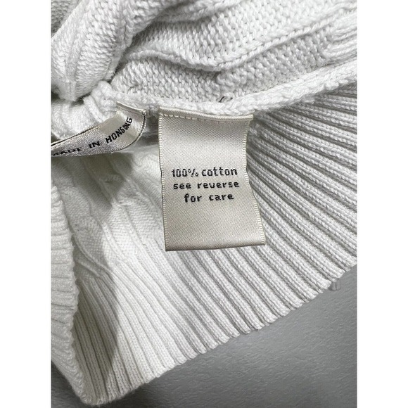 Tyler Boe White Cable Knit Crewneck Sweater Small S Cotton - Picture 3 of 5